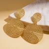 European and American metal wind geometric leaves round earrings light luxury high-end stud earrings design niche earrings women