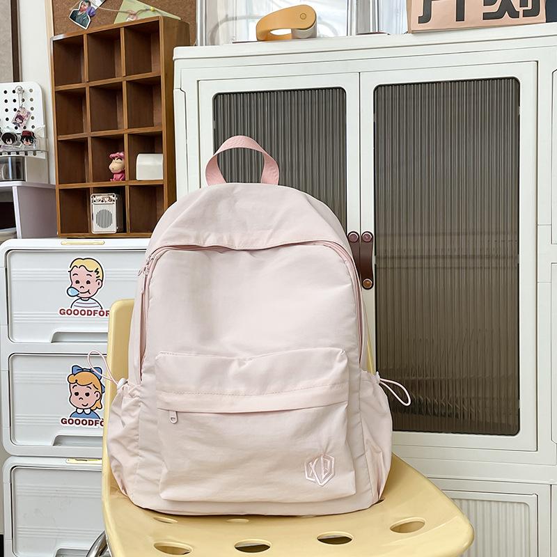 Schoolbag schoolbag female college student solid color simple design junior high school backpack, Korean version ins Mori girl treasure backpack