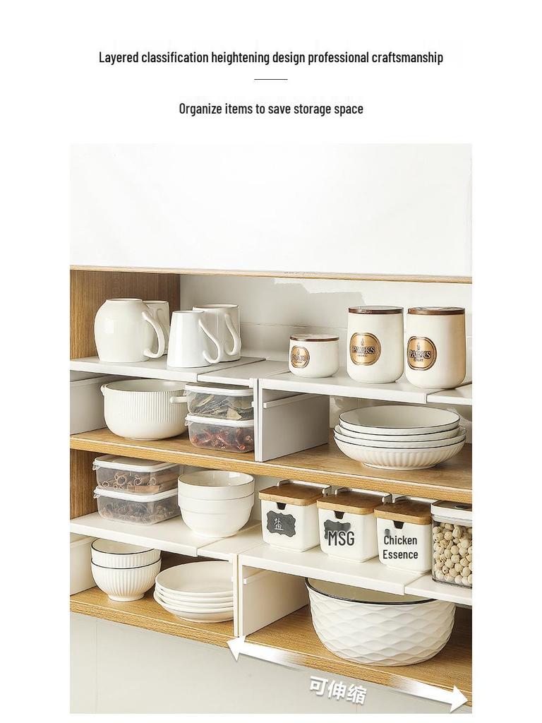 Retractable Kitchen Storage Rack - Countertop, Cabinet, Layered Shelves, Spice Organizer, Pot & Dish Rack.