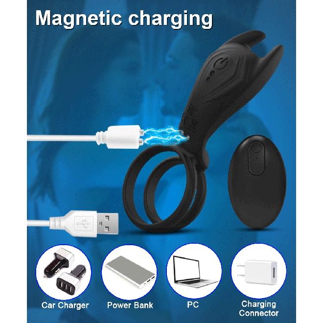 Vibrating Penis Ring with Remote Control for Men Couples Dual Cock Ring Delay Ejaculation Cockring Clit Stimulator Sex