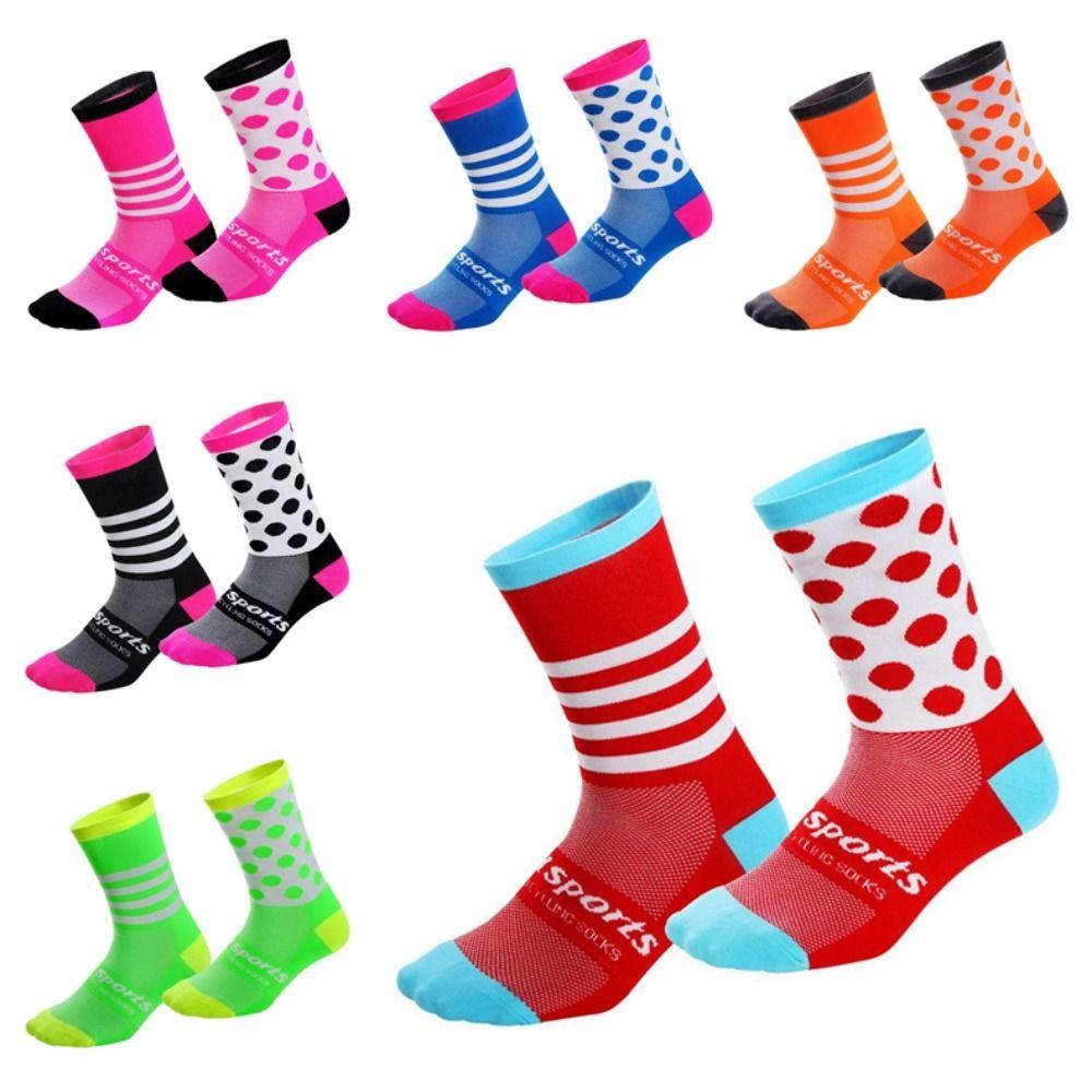 1 Pair Asymmetric Pattern Cycling Socks Breathable Bicycle Sock Middle Tube Sports Socks  Basketball