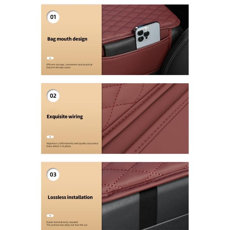 Ergonomic Support Leather Car Console Pad Height Adjustment Waterproof for Long Drive Comfort No Tool Required Setups