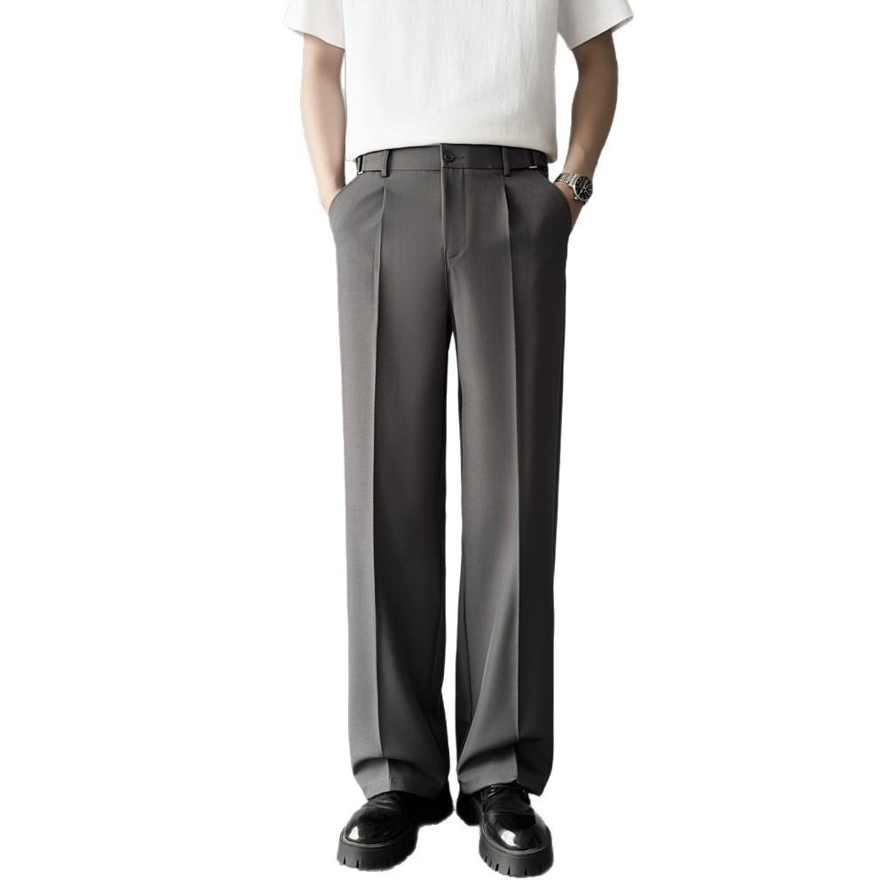 High-end business pants loose straight Korean version trendy high-quality thin drape men's casual suit long pants
