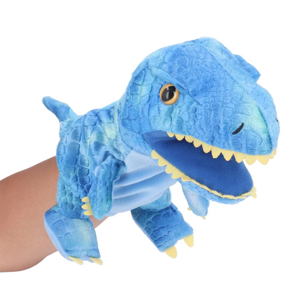 11.8in Plush Dinosaur Hand Toy Movable Mouth Soft Dinosaur Animal Hand Toy for Children Adults Blue