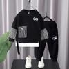 Boys' Spring/Autumn Two-Piece Sportswear: Fake Two-Piece Sweatshirt & Casual Pants for Kids