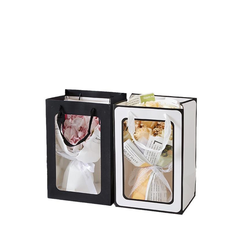 Transparent Window Tote Bag for Flowers & Dolls – Perfect for Qixi Festival & Mother's Day Gifts