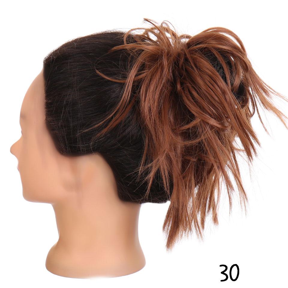Synthetic Hair Chignons Messy Scrunchies Elastic Band Hair Bun Straight Updo Hairpiece Hair Extension for Women