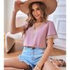Magliette estive da donna Abiti di moda Camicie casual in chiffon con scollo a V Camicie a maniche corte Camicie in pizzo allentato di colore venduto da donna