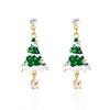 Design Sense Green Christmas Tree Drop Earrings for Women Light Luxury Shiny Crystal Snowman Earrings Christmas Party Jewelry