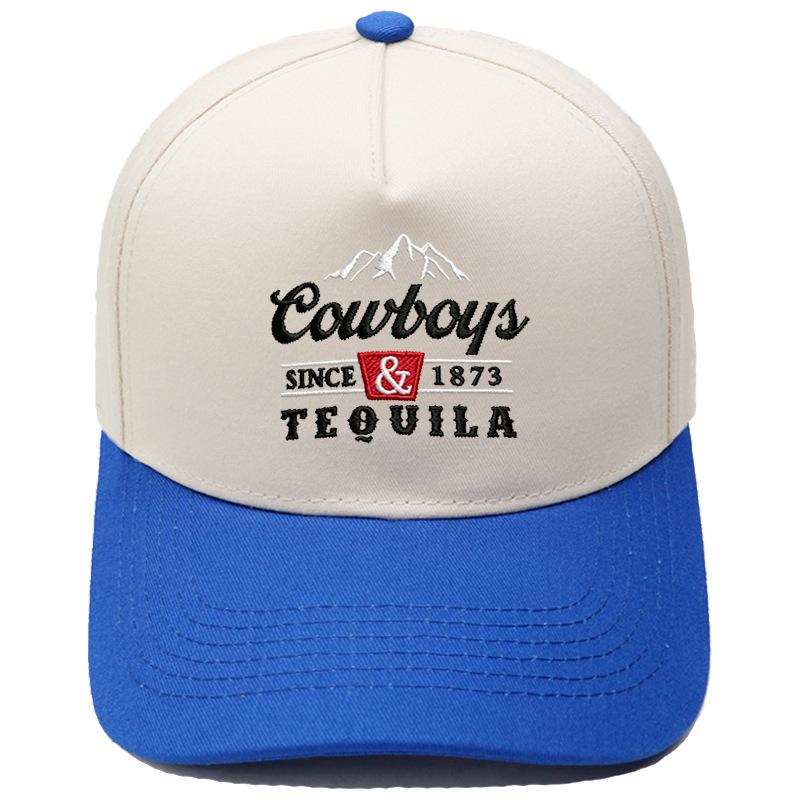 Cowboys & Tequila Cappellino da camionista Ricamo sulla visiera Abbinamento colori vintage Berretto da baseball Maschio Femmina Casual