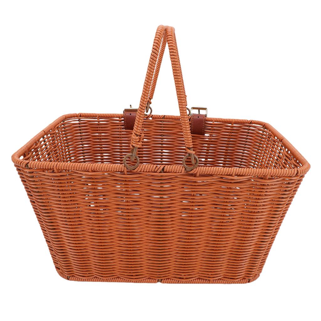 Bike Basket PP   Woven Retro   Front Bike Storage Basket with Handle for Bch Picnic