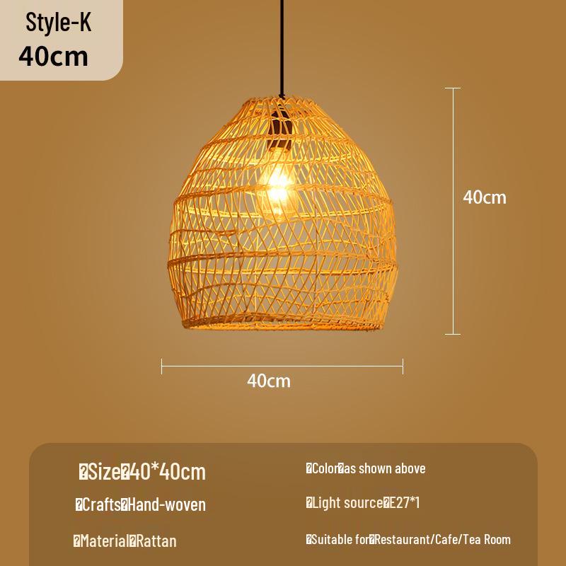 Bamboo Woven Lantern Light for Chinese Restaurant or Teahouse - Rattan Straw Hat Pendant Light