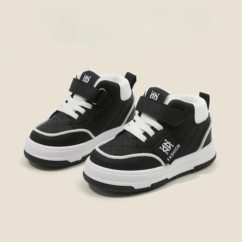 Children's Sports Shoes 2025 Spring and Autumn Boys High Top Casual Board Shoes Girls Soft Soled Small White Shoes
