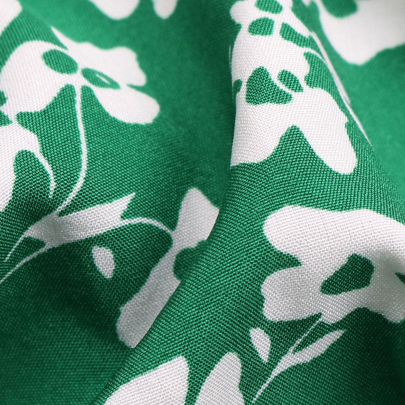 Dámské letní šaty s krátkým rukávem, šněrování, zelené květinové šaty s plisovaným potiskem