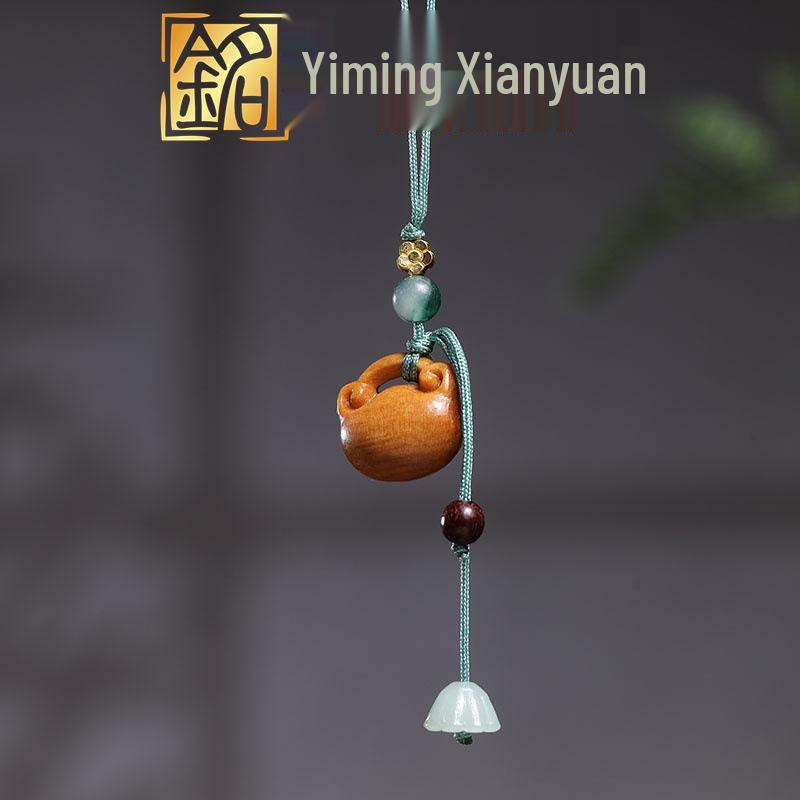 Sandalwood Ruyi Lock Charm Phone Chain & Keychain - Excellent Gift