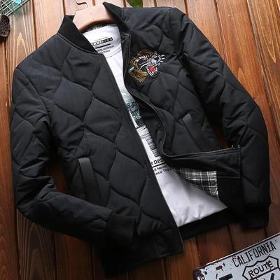 Men's Bomber Jacket Winter Thick Warm Coat Casual Sports Baseball Uniform Tide Brand Embroidered Top