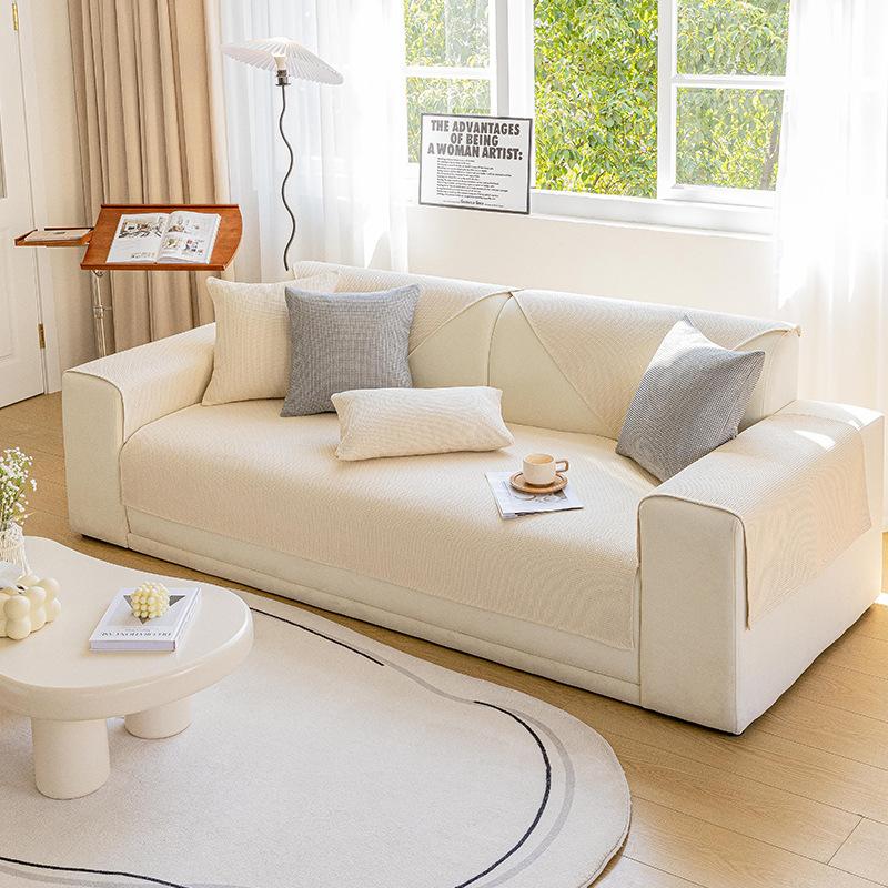 Waffle Solid Color Universal In All Seasons, Light, Non-Slip, Fashionable And Simple, Nordic Light Luxury Sofa, Seat Cushion Cover, Cover Cloth Towel
