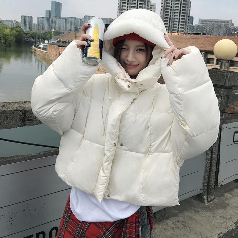 Short Down Cotton Clothes Women's Winter New Fluffy Bread Clothes Fashion Short Coffee Hooded Jacket