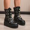 Bottes à plateforme d'hiver pour femmes, chaussures Punk pour femmes, bottes noires