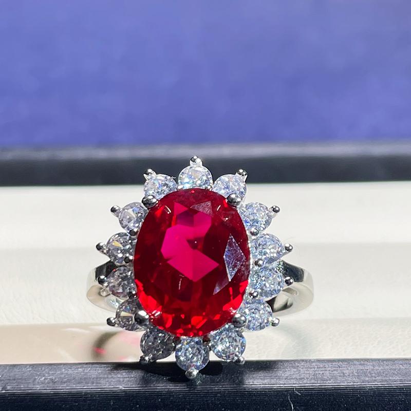 Cellacity Ring aus 100 % 925er Sterlingsilber mit brasilianischen Paraiba-Turmalin-Edelsteinen, 10 x 14 mm, Stein, weiblicher Silberschmuck