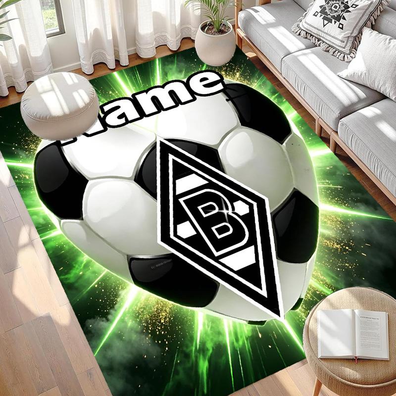 Benutzerdefinierter Name Personalisierter Borussia Mönchengladbach Druckteppich, Vielseitiger Wohnkulturteppich, für Spielzimmer, Wohnung, Balkon, Eingangsbereich, Flur Geschenk