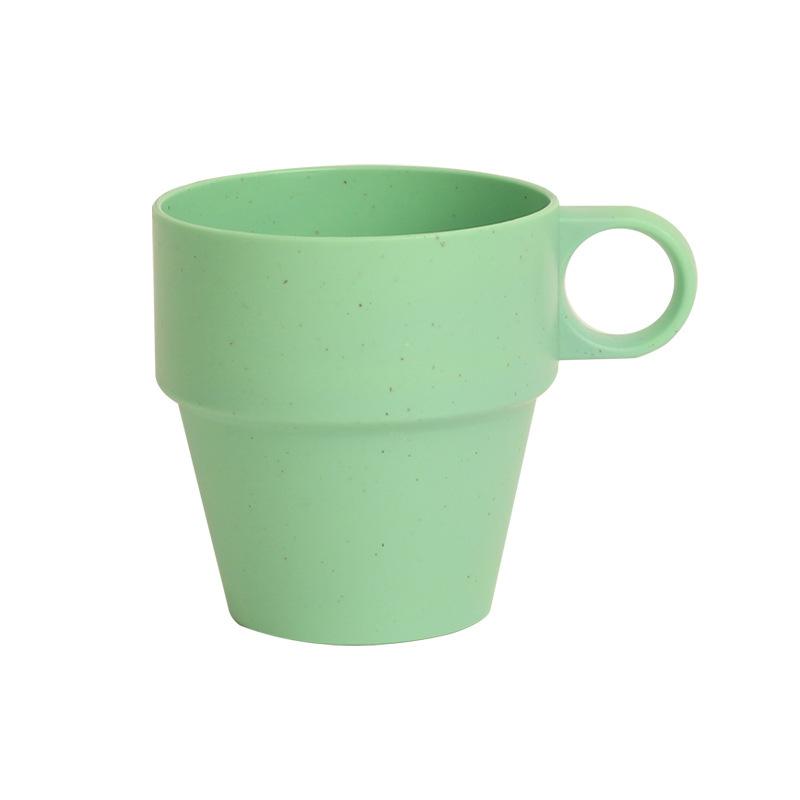 Wheat Straw Water Cup with Anti-scald and Anti-slip Handle, Household Plastic Insulated Cup, Simple Plastic Cup