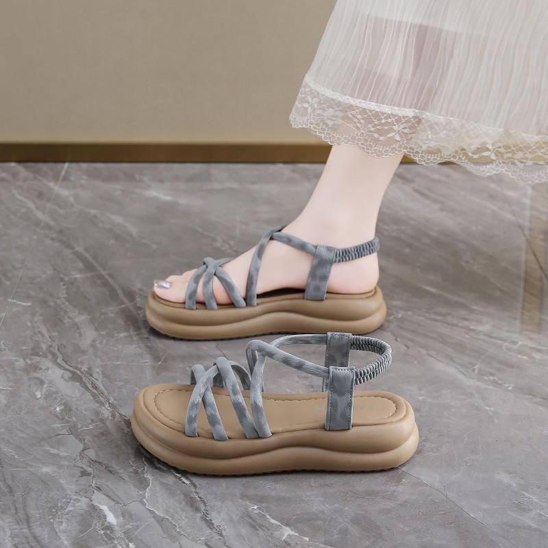 Platform sandals women's 2025 new summer height increase fairy style casual women's shoes flat-soled outer wear with skirt beach shoes