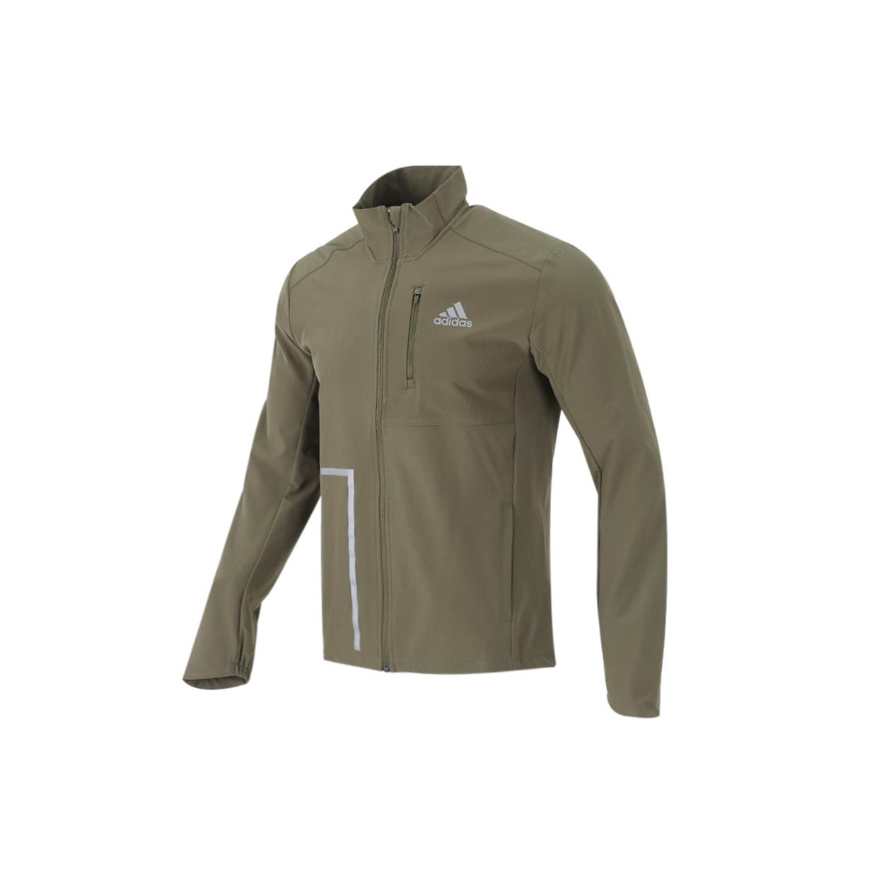 Men s adidas Logo Printing Sports Stand Collar Jacket Olive H13234 S