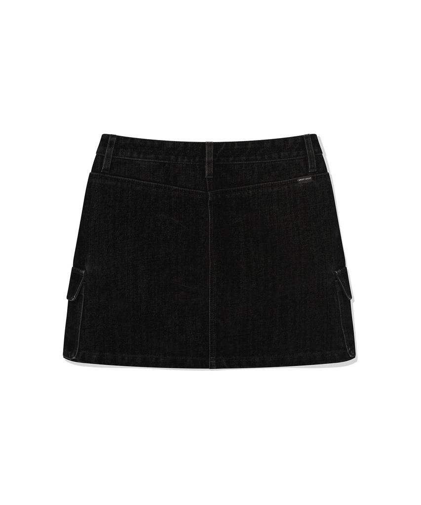 Wacky Willy Women'S Velvet Denim Cargo Mini Skirt Black