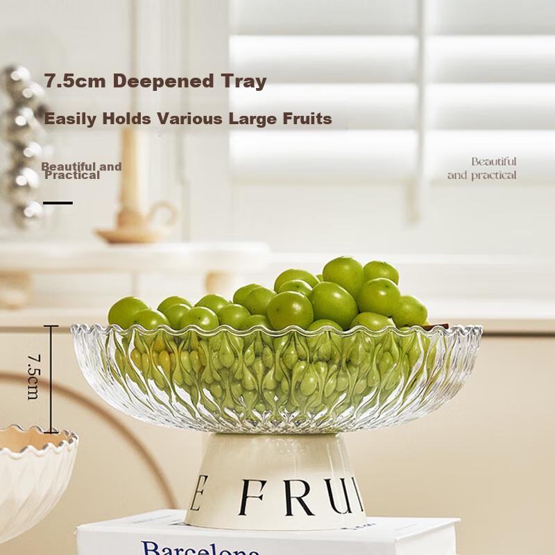 YIJUKE Fruit Bowl, Draining Basket, Living Room Coffee Table, Dried Fruit Plate, Candy Display Tray, Light Luxury High-End