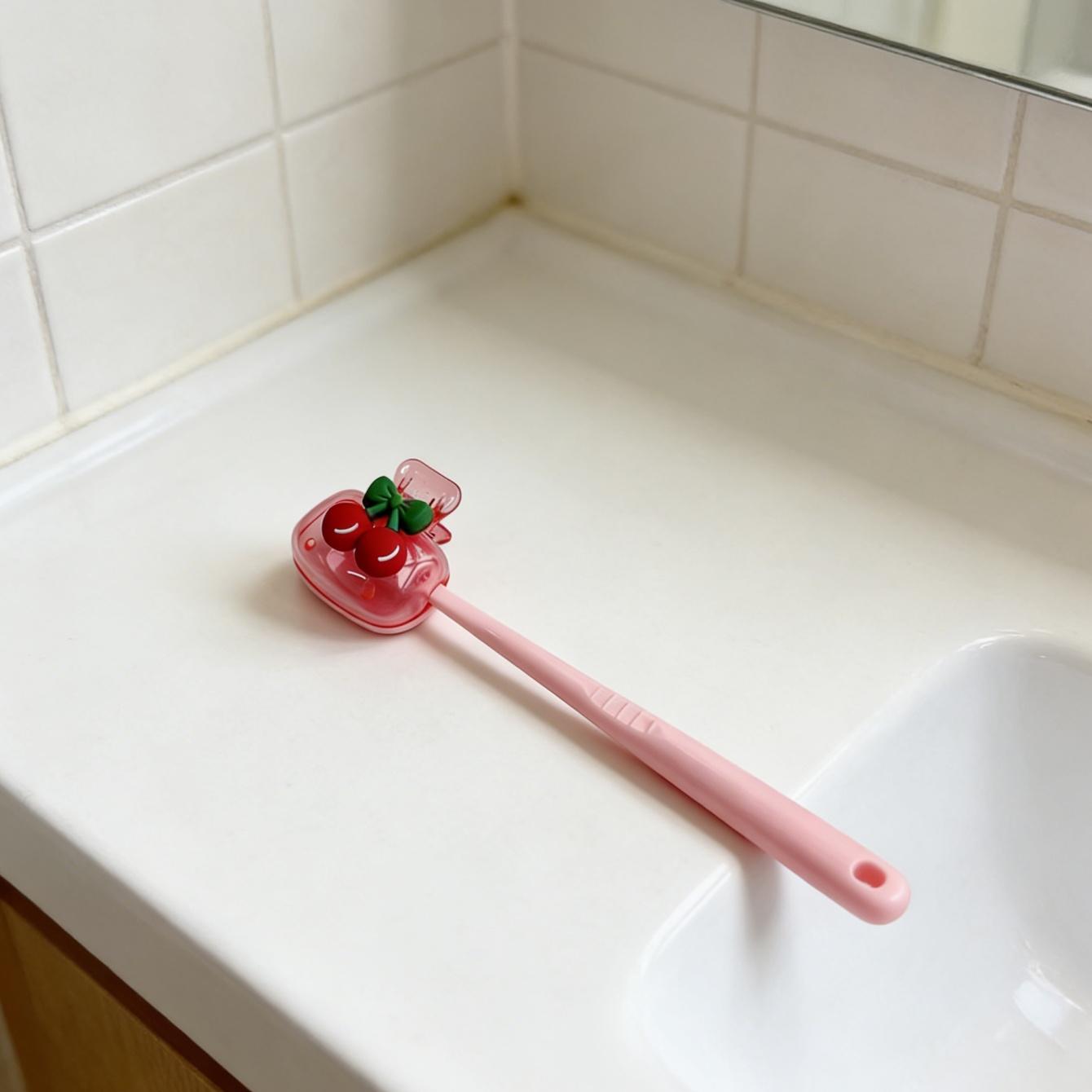 Cute Cherry Design Toothbrush Holder, Cherry Pattern, Protects Toothbrush Head, Features Dual Holes for Drainage and Ventilation