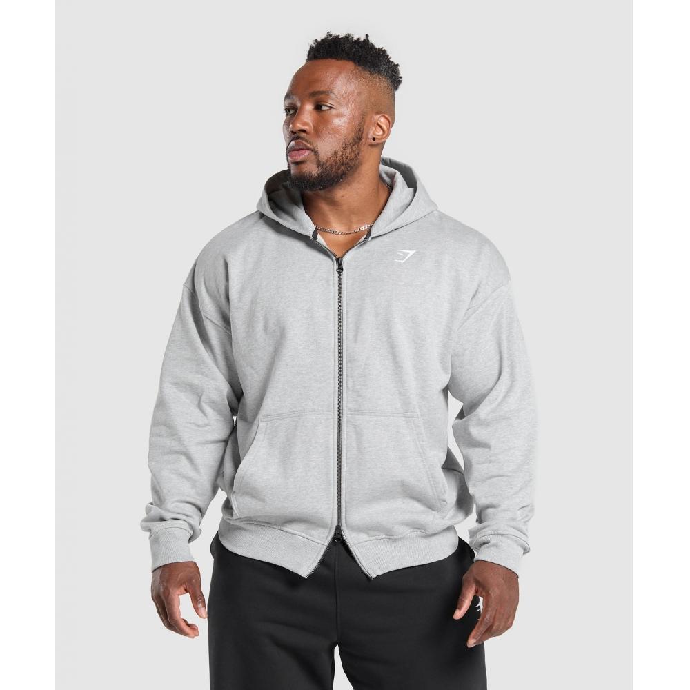 Gymshark Hanorac cu fermoar Power, gri deschis, Core Melange, A1c1o Gbcn