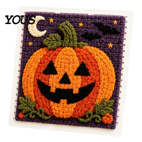 Handmade Yarn Art Craft DIY Fabric Weaving Painting Kit, Halloween Christmas Crochet Kit Decor Projects for Decoration, Beginner Project Set Supplies