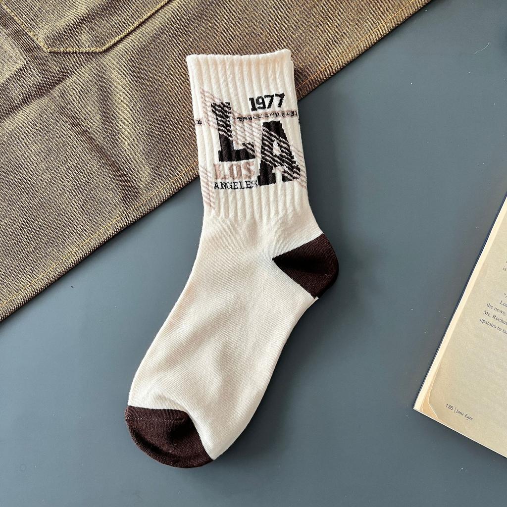 Retro American Men's Mid-rise Socks Women's Ins-style Casual Sports Basketball Socks