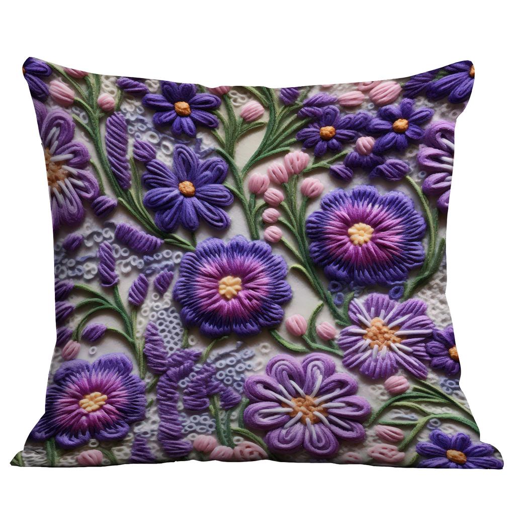 New Imitation Embroidered Floral Pillowcase Short Velvet Double-sided Printed Home Sofa Cushion Pillowcase