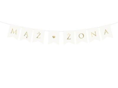 Husband Wife Banner, Wedding, White, 15 X 110
