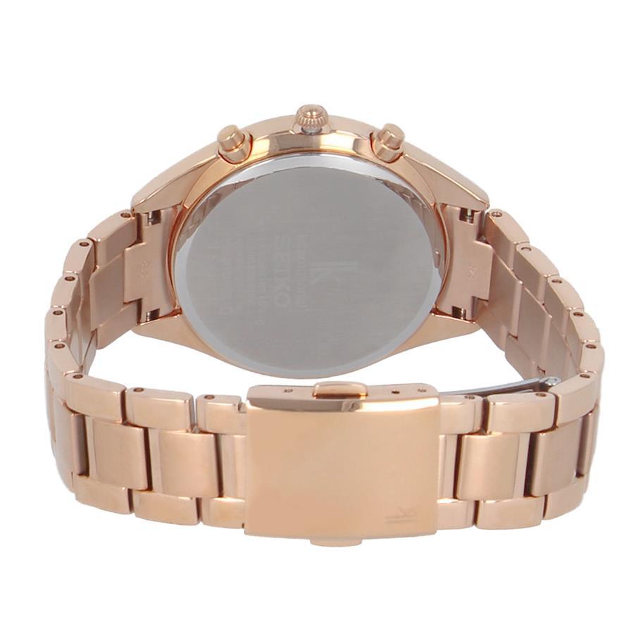 SEIKO SRWZ14P1 SRWZ14P LUKIA Chronograph Lumi Bright Date Elegance White Pink Gold Stainless Wrist Watch For Women