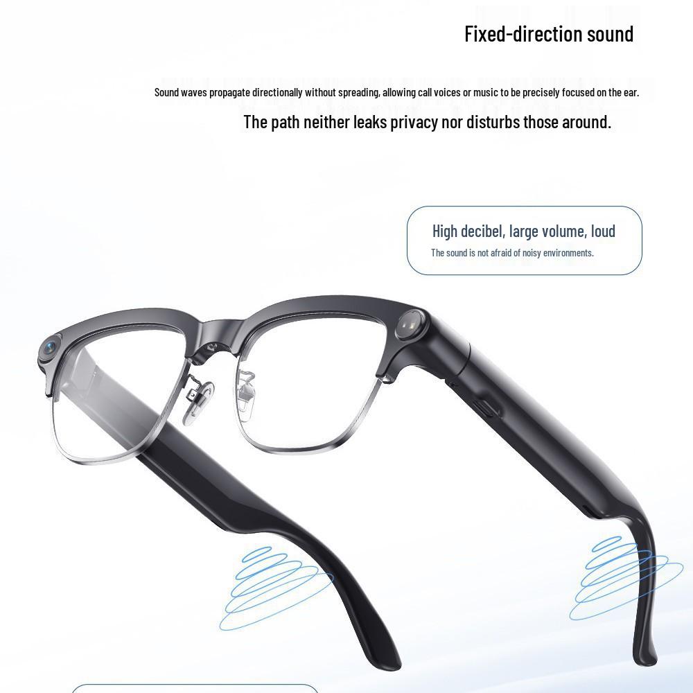 AI Smart Glasses with Metal Frame: 800W Camera, Video & Photo, Voice Recording, Translation, Music