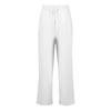 Womens Summer Elastic Waist Pocket Pocket Solid Color Cotton Linen Wide Leg Pants Loose Nine Points Pants