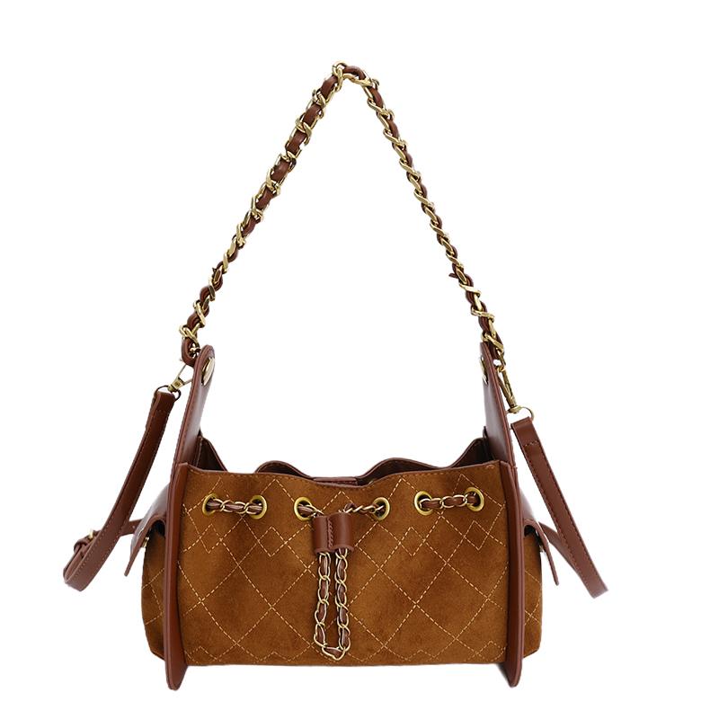 

Casual Women PU Leather Chain Handbags Messenger Bags Fashion Ladies Shoulder Crossbody Bags for Women Small Drawstring Bag 22X10X14CM
