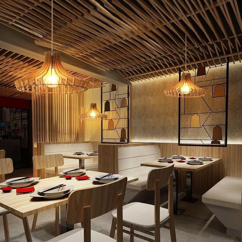 Oeny New Chinese Style Walnut Pumpkin Pendant Lamp