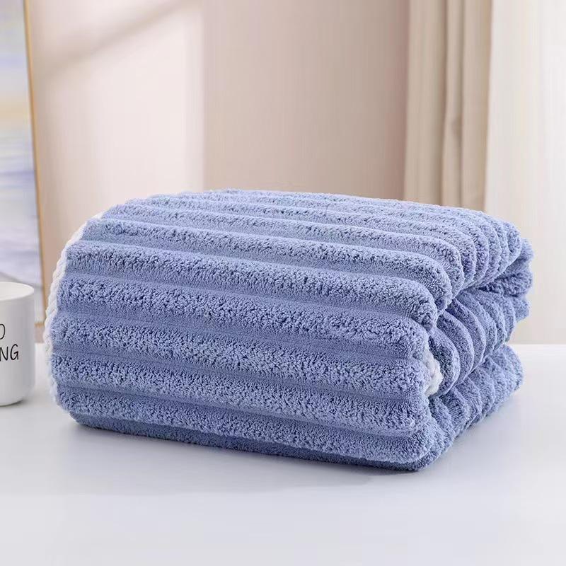 Coral Fleece Towel Bath Towel Set Candy Strip Fleece Women's Household Water Absorption Adult Children Face Towel Bath Towel