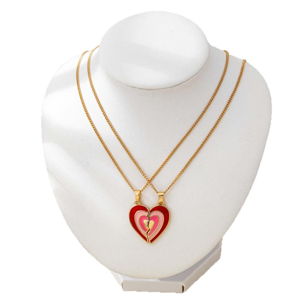 Colorful Irregular Heart Necklace: Unique Vacation-Style Drip Glaze Design
