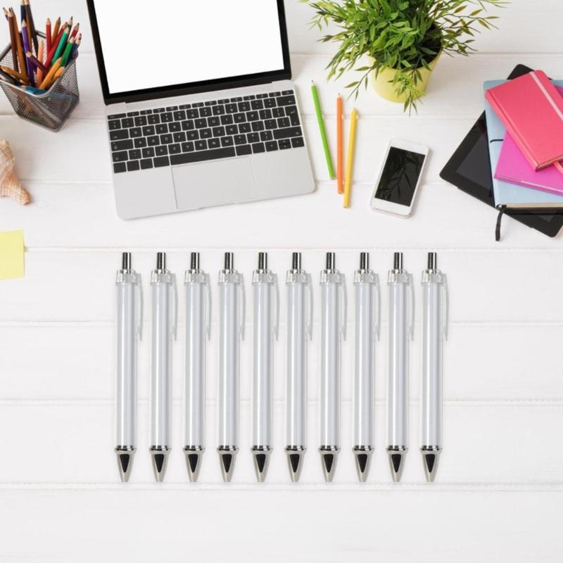 10 Stück Wärmeübertragungsstift Einziehbarer Kugelschreiber Sanftes Schreiben Blanko Sublimationsstift für Vollständigen Druck Kugelschreiber