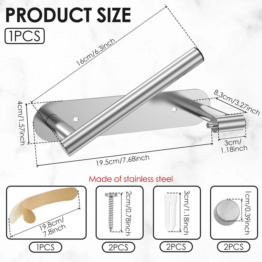 Toilet Paper Holder Stainless Steel Tissue Roll Holder No Drilling Wall Mounted Paper Dispenser Tissue Rack Bathroom Accessories