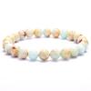 New European & American Style Cross Bracelet, 8MM Natural Stone Beaded Fashion Accessory