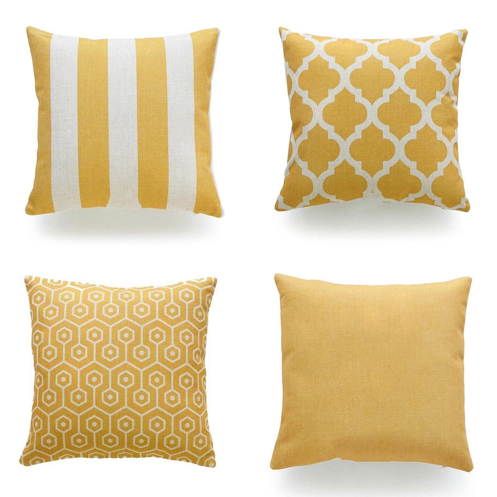 Luxurious Mustard Yellow Geometric Pillow Case For Fall And Autumn Decor