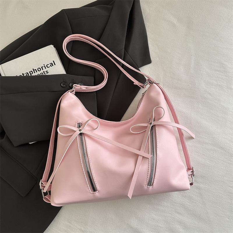 Retro Large Capacity Soft Leather Tote Bag With Knot Casual Double Shoulder Bag Trendy Sle Women'S Handbag