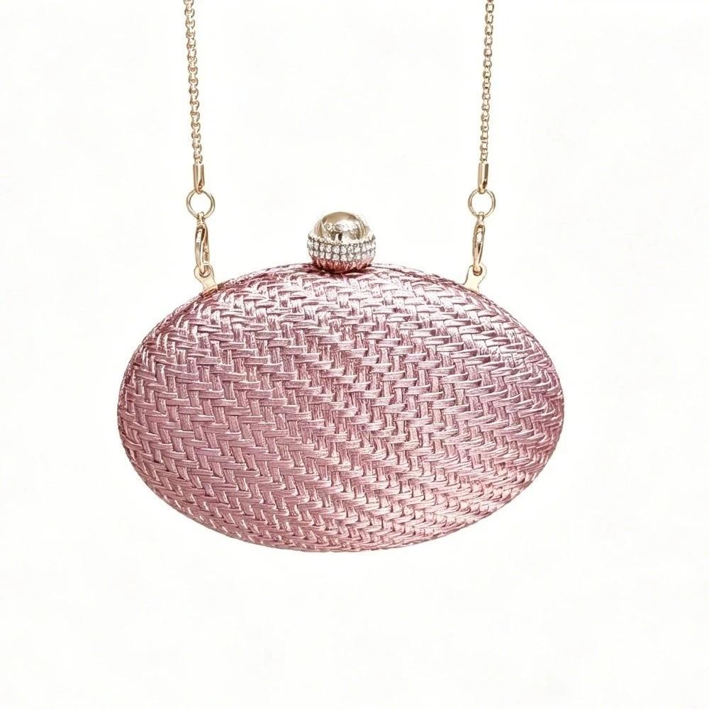 Oval Shape Hard Shell Crossbody Bag Egg-Shaped Braided Handbag Luxury Evening Clutch Bag  Gift