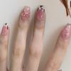 Sweet Pink Leopard Print Cat Eye French Blush Bow Girl Removable Wearable Nails 30 Pieces